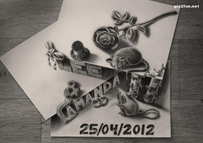 عکس از نقاشی های زیبای سه بعدی بر روی کاغذ