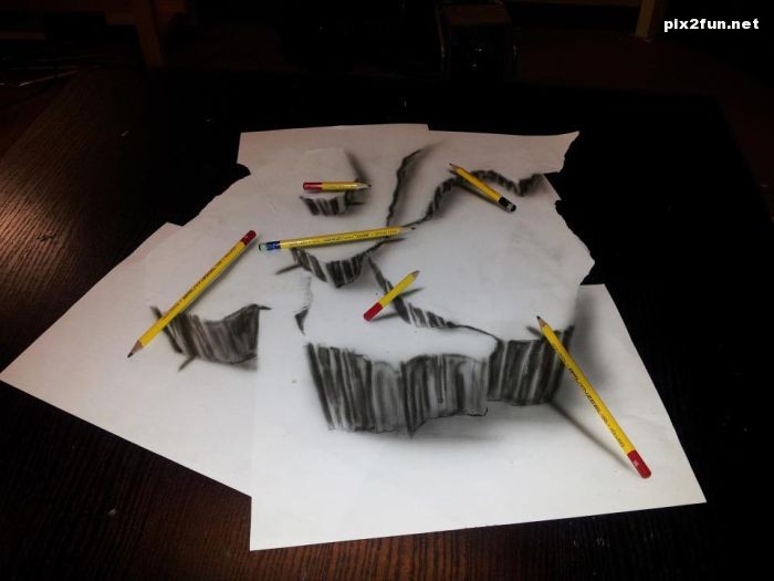 عکس های جالب از نقاشی سه بعدی بر روی کاغذ