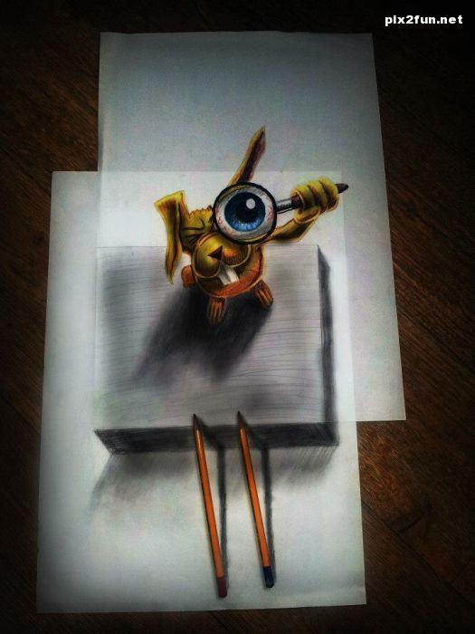 عکس های جالب از نقاشی سه بعدی بر روی کاغذ