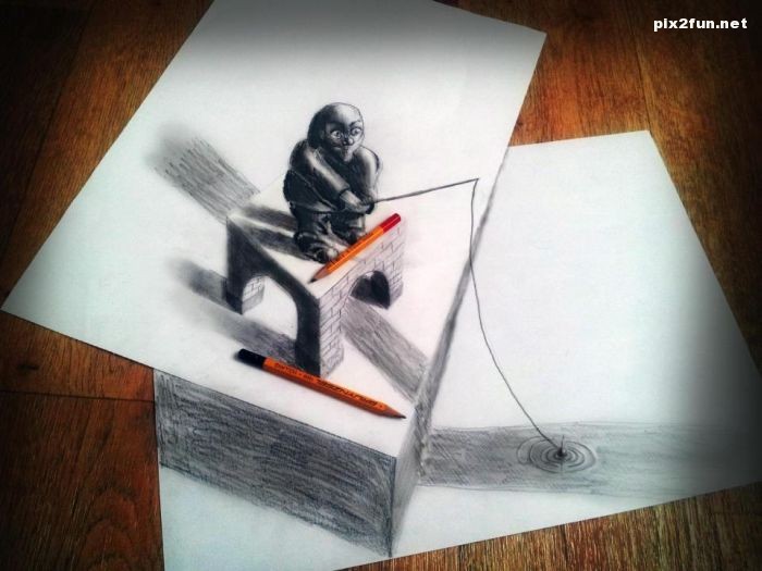 عکس های جالب از نقاشی سه بعدی بر روی کاغذ