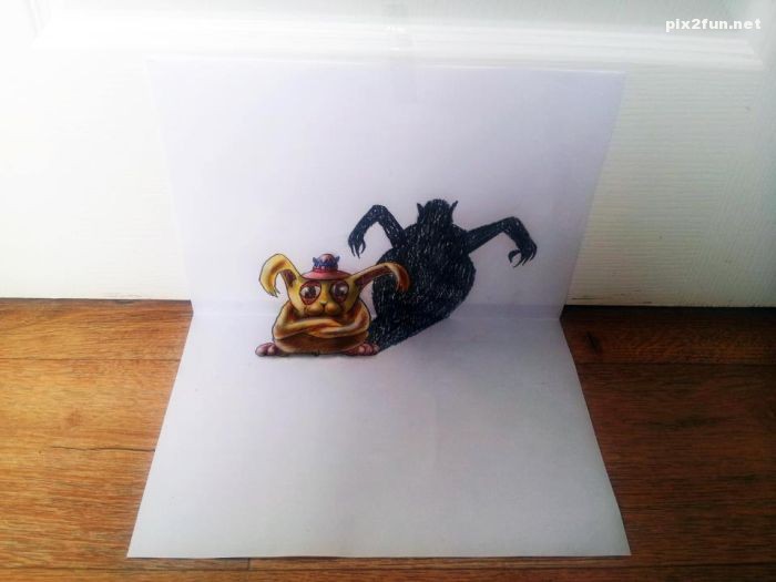 نقاشی سه بعدی بر روی کاغذ