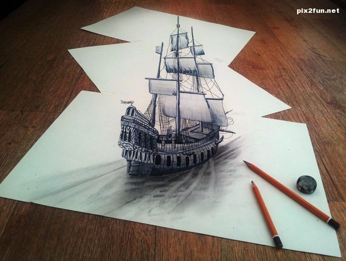 عکس از نقاشی های دیدنی سه بعدی بر روی کاغذ