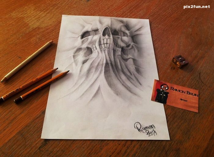 عکس از نقاشی های دیدنی سه بعدی بر روی کاغذ