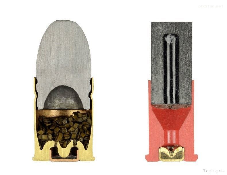 عکس از نمای درون گلوله های مختلف