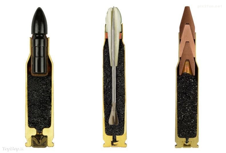 عکس از نمای درون گلوله های مختلف