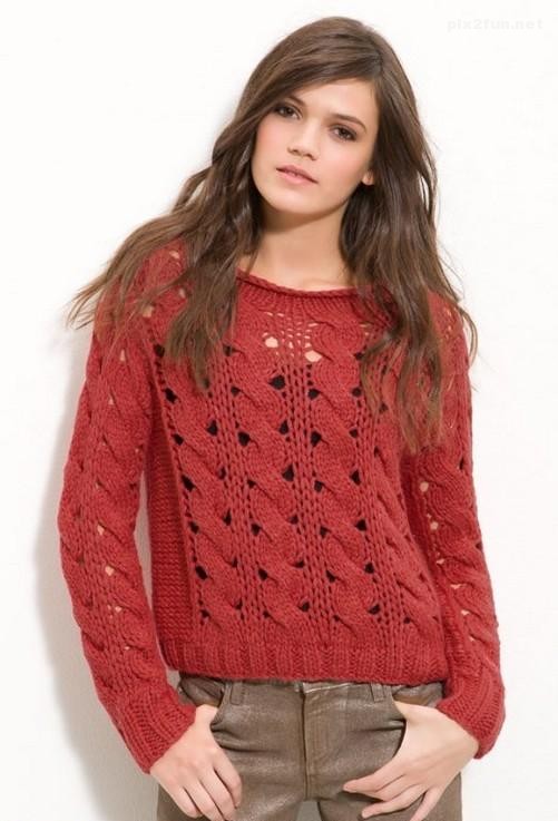 عکس از جدیدترین مدل های پلیور دخترانه با رنگ قرمز